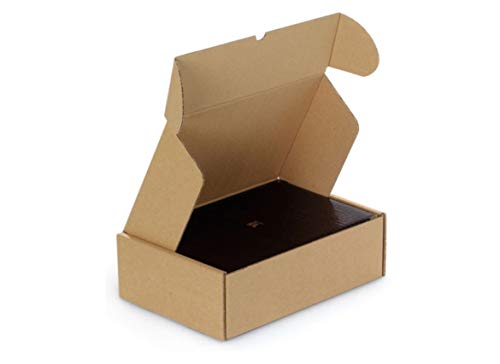 HOME PRO Cajas troqueladas de cartón microondulado robustas para envíos, embalaje, organización casa, regalos de Navidad, color calidad 21 x 21 x 7 H cm, juego Made in Italy (Habana, juego de 10