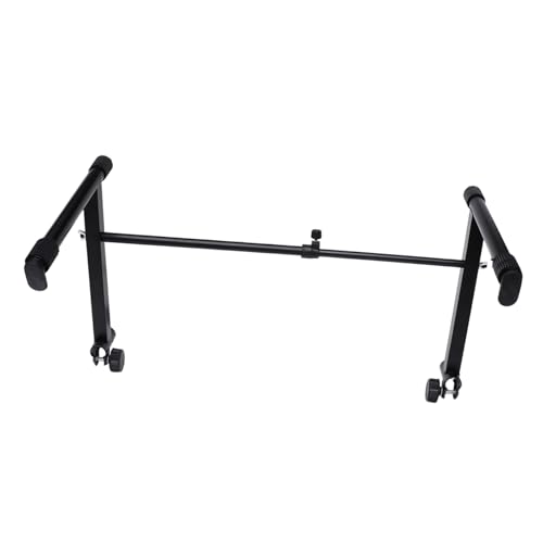 EXQUIMEUBLE 電子ピアノスタンド 折りたたみ式 キーボードラック 軽量 携帯便利 ロック機能付き 安定ゴム足 電子キーボードホルダー ステージ演奏 家用