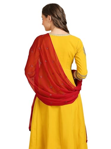 Image of DUPATTA BAZAAR Women's Embroidered Chiffon Dupatta with Delicate Sequins