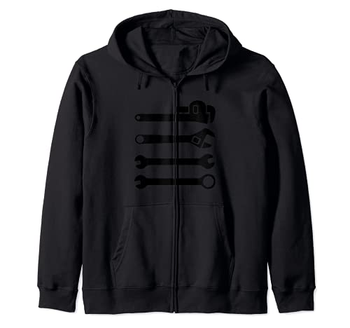 Wrench Assortment Wrenches Zip Hoodie, Black