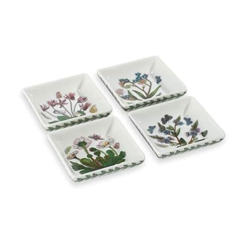 Portmeirion Botanic Garden 3\" Mini Square Dish (Set of 4), Assorted Florals Motif - Durable Porcelain with Chip-Resistant Glaze, Dishwasher, Microwave, Oven Safe - Stylish Bakeware & Serveware - Thumbnail 4