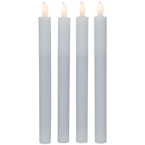 Northlight Set of 4 Solid White LED Flameless Flickering Wax Taper Candles 9.5