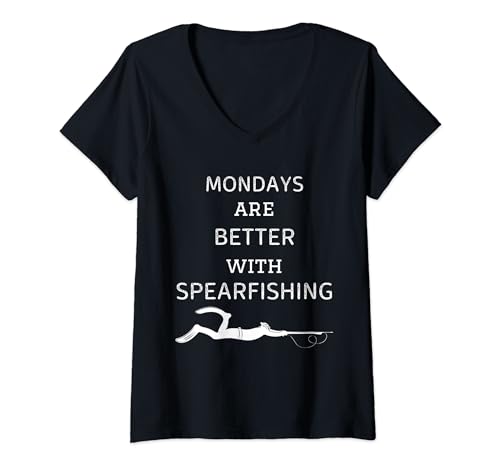 Mujer Los lunes vintage son mejores con Spearfishing Retro Camiseta Cuello V