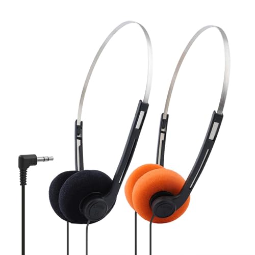 Image of Retro Style Headphone Practical Photo Props for Running Walking Take A Plane Black|Classic Metal Wired Headphones | 3.5mm Retro Earphones with Steel Wire Frame | Portable Lightweight Headset