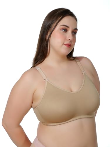 Image of MAROON Cotton Satin Blend Seamless Non Padded Non-Wired Full Coverage Women Minimizer Bra