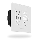 BASEPORT Premium Wall Outlet with USB Ports - 125V 20 Amp Outlet, 5V/6A USB Outlets Receptacles, Dual USB-A, 1 USB-C, Double Gang White Faceplate