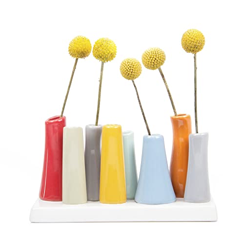 Chive - Pooley 2, Ceramic Flower Vase, 8-Tube Shape (Red)