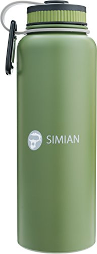 Simian Insulated 40oz Water Bottle Travel Flask for Hot or Cold Drinks (Green)