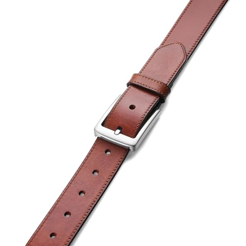 Image of MILORDE Men's Genuine Leather Dress Belt, Handmade, 100% Cow Leather, Fashion & Classic Designs for Work Business and Casual