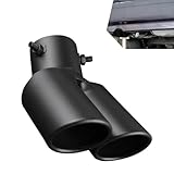 Zikefest Dual Exhaust Tips, Double Outlet Bending Muffler Exhaust, Stainless Steel Tail Pipe Muffler Tip, Universal Car Exhaust Pipe Modification Accessories (Black)