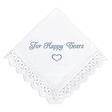 Happy Tears wedding handkerchief Embroidered Bridal Hankerchief to Bride Wedding Favour For your happy tears keepsake Something blue
