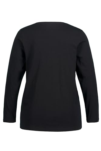 Ulla Popken Nmmolaf Gabe Ls Top Wdi Camicia, Nero (Schwarz 10), 52-54 Donna - 4