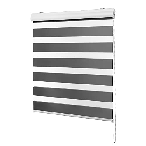 Ventanara® Doppelrollo Grau mit Kassette Aluminium Duorollo Rollo Rolljalousie viele Größen (140 x 160 cm, Grau/Kassette Weiss Matt) Ventanara® Doppelrollo Grau mit Kassette Aluminium Duorollo Rollo Rolljalousie viele Größen (140 x 160 cm, Grau/Kassette Weiss Matt)