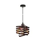  Suspension à tête unique de style industriel avec cage en fer multicouche - Style vintage E27 - Lustre pour ferme, couloir, magasin, loft et plafond - Luminaire rétro pour un style