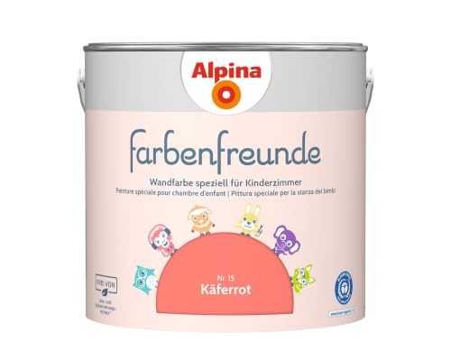 Alpina Farbenfreunde – Nr. 15 Käferrot – Wandfarben speziell für Kinderzimmer – für ein gesundes und behagliches Raumklima – 2,5L – Ansicht 1