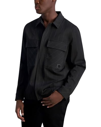 KARL LAGERFELD mens Long Sleeve Twill Check Jacket2