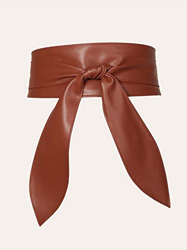 Floerns Women's PU Leather Belt Obi Belt Self Tie Bowknot Waistband for Dress3
