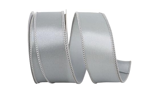 Reliant Ribbon 92575W-070-09F Satin Value Wired Edge Ribbon, 1-1/2 Inch X 10 Yards, Silver