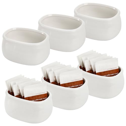Dicunoy Set of 6 Sugar Packet Holder, Ceramic Sugar Caddy for Sweetener, Classic Restaurant White Tea Bag Organizer Bowl Storage Dish for Coffee Bar, Home by Dicunoy - Used condition - US$11.59