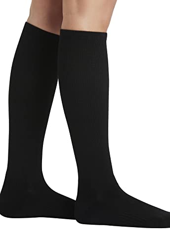 Image of Cherokee Unisex Knee High Compression Socks 15-20 mmHg, Arch Support, Moisture-Wicking, 1 Pair LXSUPPORT, Medium /Small, Onyx