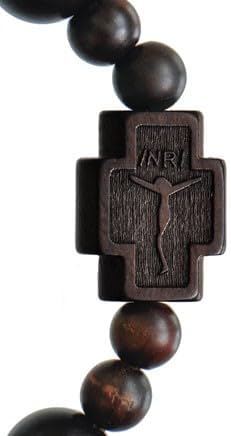 Sine Cera Dark Jujube Wood 1 Decade Catholic Rosary Bracelet, Smooth 10mm Beads - Image 3