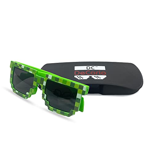 Image of Check Sunglasses Pixel Gangsta Life Funny Novelty Shades With Box Packing (CHECK-GREEN)