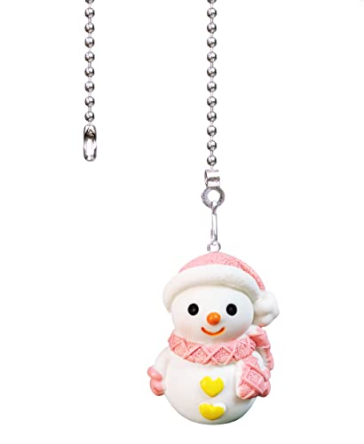 Image of 12 inch Ceiling Fan Pull Chain Christmas Snowman Charm Pendant Ceiling Fan Danglers Fan Pulls Chain Extender with Ball Chain Connector for Ceiling Fan Light Decoration (Pink)