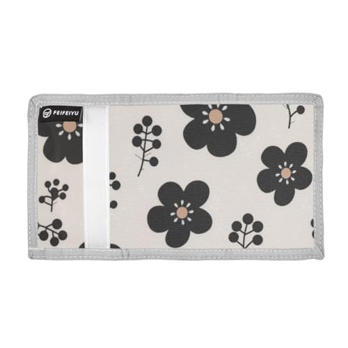 GuoChe Boys Trifold Outdoor Sports Wallet for Kids Wallets Credit ID Card Slim Small Coin Purses Black Flowers2