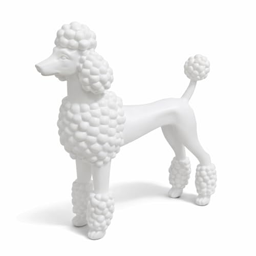 Caniche en résine blanche figurine moderne salon 20cm - 2