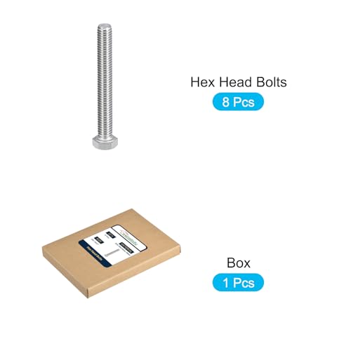 Image of METALLIXITY Hex Head Bolts (3 /8-16 x 3) 8Pcs, 304 Stainless Steel, Silver