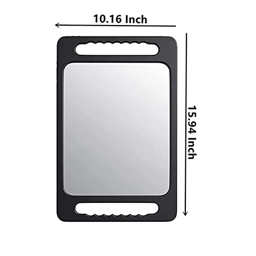 Unbreakable Hand Mirrors With Double Handle - Mpowtech Durable Hand Held Mirrors - Lightweight Barber Mirror For Hair And Beauty Salon - Rectangular Handheld Haircut Salon Mirrors (2 - Pack), Black #TOP2
