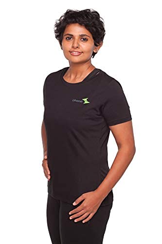 Image of Uhane Women's Gym Dri-Fit Classic Work-Out Round Neck Loose Fit T-Shirt (Black) Short Sleeves Top for Sports and Fitness