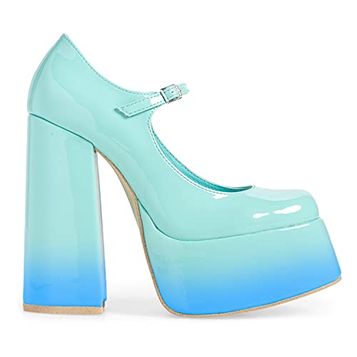 FOWT Women Two Toned Platform Mary Jane Pumps Multicolored Block Heel Super High Ankle Buckle Strap Sandals Patent Leather Square Toe Oxfords Leather Dress Lolita Work Party Daily Size US 4-16 US2