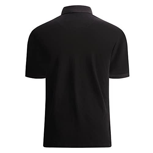Alex Vando Mens Polo Shirts Short Sleeve Regular Fit Fashion Designed Shirt,Black,L #TOP1