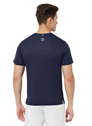 Image of TRUEREVO Mens Solid Half Sleeve Round Neck Sports T Shirt Polyester Fabric with Reflective Details for Gym Training Workout Running