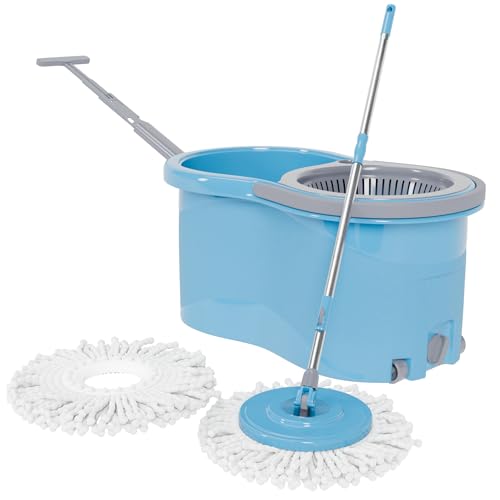 TEX-RO Spin Mop for Home Cleaning Floor with Bucket Set | 360° Magic Mop with Easy Wheels, Drain Outlet & Microfiber Hea...