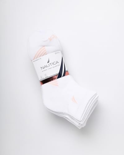 Image of Nautica Womens High Quarter Socks Moisture Wicking Cushioned Socks, 6 Pack | Dri-Motion Moisture Wicking Stretch Fabric, Cushioned Key Areas, Reinforced Heel and Toe, High Quarter Cut, Shoe Size 4-10