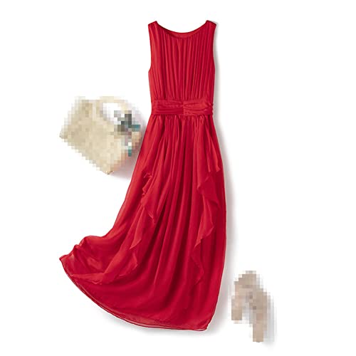 Youllyuu 100% Mulberry Silk Dress Women Summer Beach Solid Midi Dress Tank Sleeveless Irregular Holiday Robe2