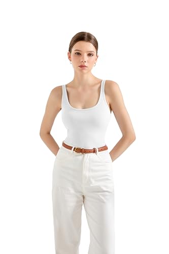 SUUKSESS Women Padded Cotton Ribbed Long Tank Tops 2025 Summer Going Out Basic Scoop Neck Cami Tops3