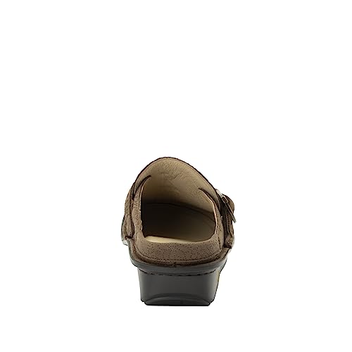 Image of Alegria Women's Brigid Leather Moc Toe Open Back Clog with Heel Cup