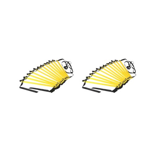 2 set of Agility Ladder Coordination Speed Ladder for Rugby Volleyball Outdoor Sports 7m 13 Sections Yellow Black