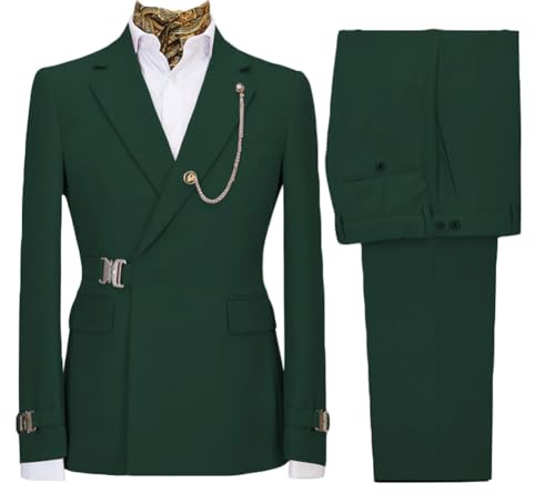 Mi Bo Tong Mens 2 PC Single Breasted Suit Slim Fit Wedding Suits for Men Notch Lapel Jacket Pants Prom Suit with Metal Buckle4