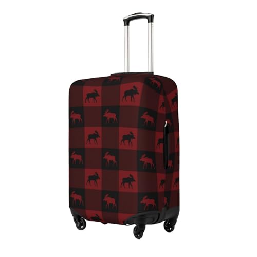 Moose Red Black Plaid Luggage Cover, Protective Washable Suitcase Cover - Travel High Elastic Fibers Suitcase Protector Fits X-Large2