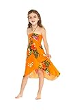 Girl Hawaiian Halter Dress in Pretty Tropical Orange Size 4