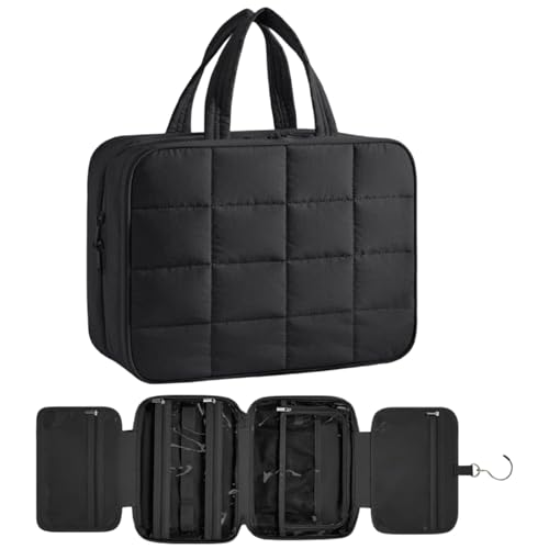 Estuche de viaje para artículos de tocador, resistente al agua, con varios compartimentos, artículos de aseo, bolsa de viaje, estuche de joyas, para hombre y mujer, cosméticos, pulsera, collar