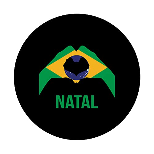 Natal Brazilian City Love Sign Brazil Flag PopSockets Swappable PopGrip, Black - Image 3