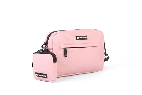 wasserdichte Leckerlibeutel für Hunde, Dog Walking Bag, integrierter Kotbeutelspender, verstellbare Umhängetasche (Pink)
