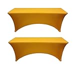 Banquet Tables Pro 6 ft Gold 2 Pack Stretch Tight Fit Spandex Rectangular Folding Tablecover for 30Wx72Lx30H Folding Patio Tables, Banquet,Party