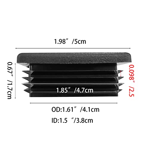 Image of 2 Inch Square Tubing Plastic Plugs End Cap Fence Post Pipe Cover Tube Chair Glide Insert Finishing Plug 10 Pieces