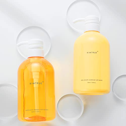 Kimtrue Amino Acid Shampoo With Keratin And Silky Smooth Conditioner With Lanolin For Dry Damaged Hair Moisturizing Repair, Paraben-Free (33.82 Fl Oz (Pack Of 1), Shampoo And Conditioner Yellow) #TOP2